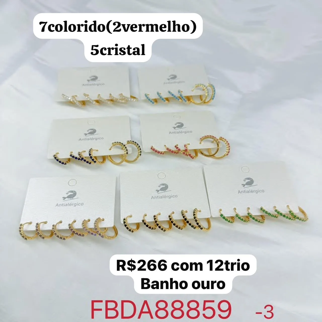 brincos com pedras coloridas em banho ouro