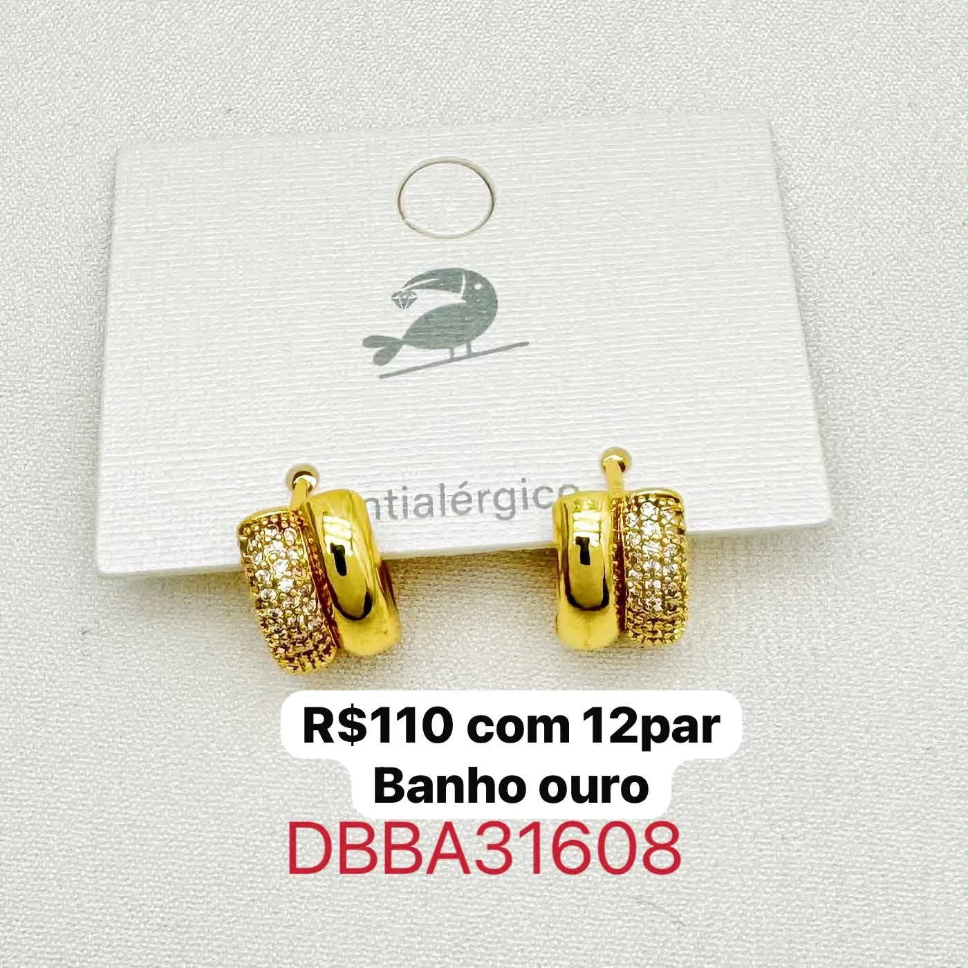 brincos argola dupla com pedras