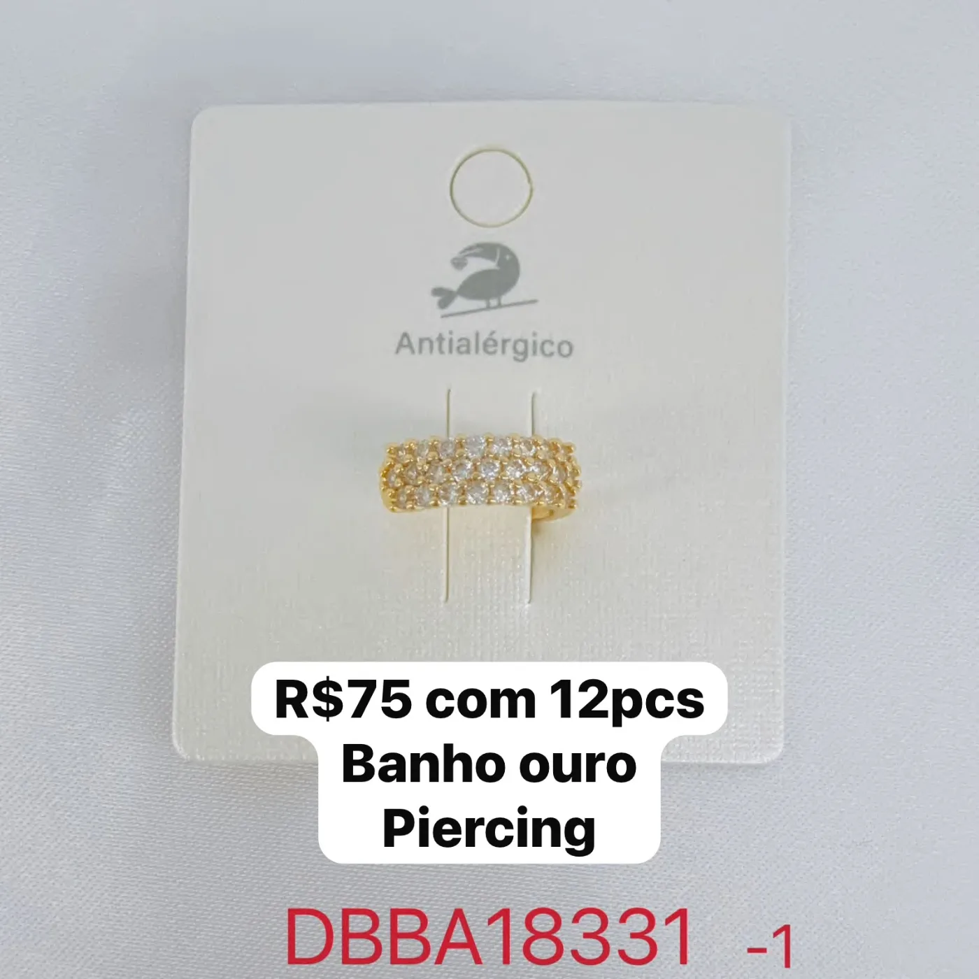 piercing com banho ouro e pedras