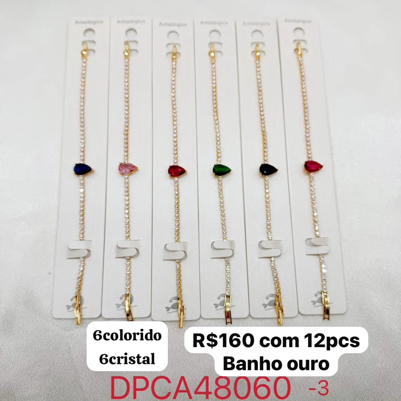 pulseira com pedra gota colorida e cristais