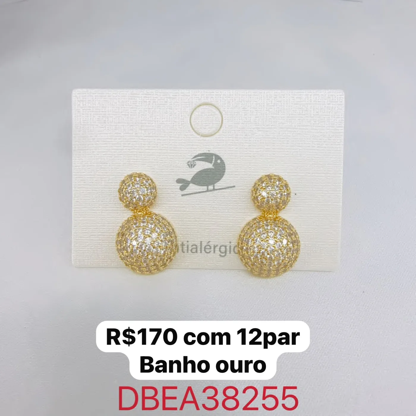 brinco duplo redondo com zircônias