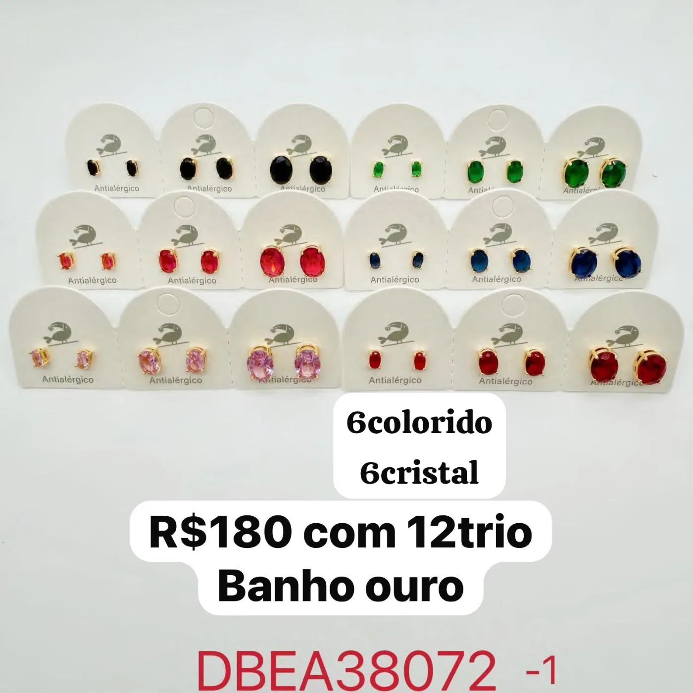 brincos com pedras coloridas ovaladas