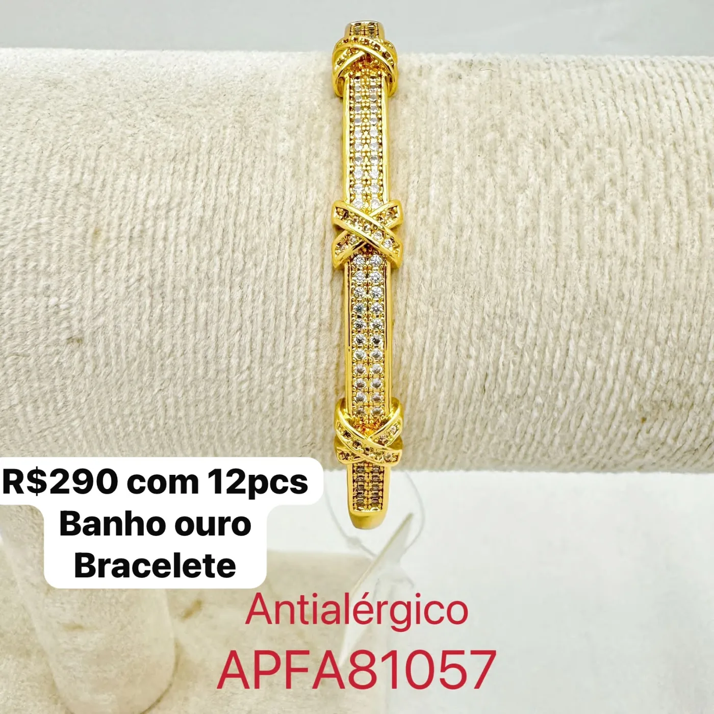 bracelete com banho ouro e pedras