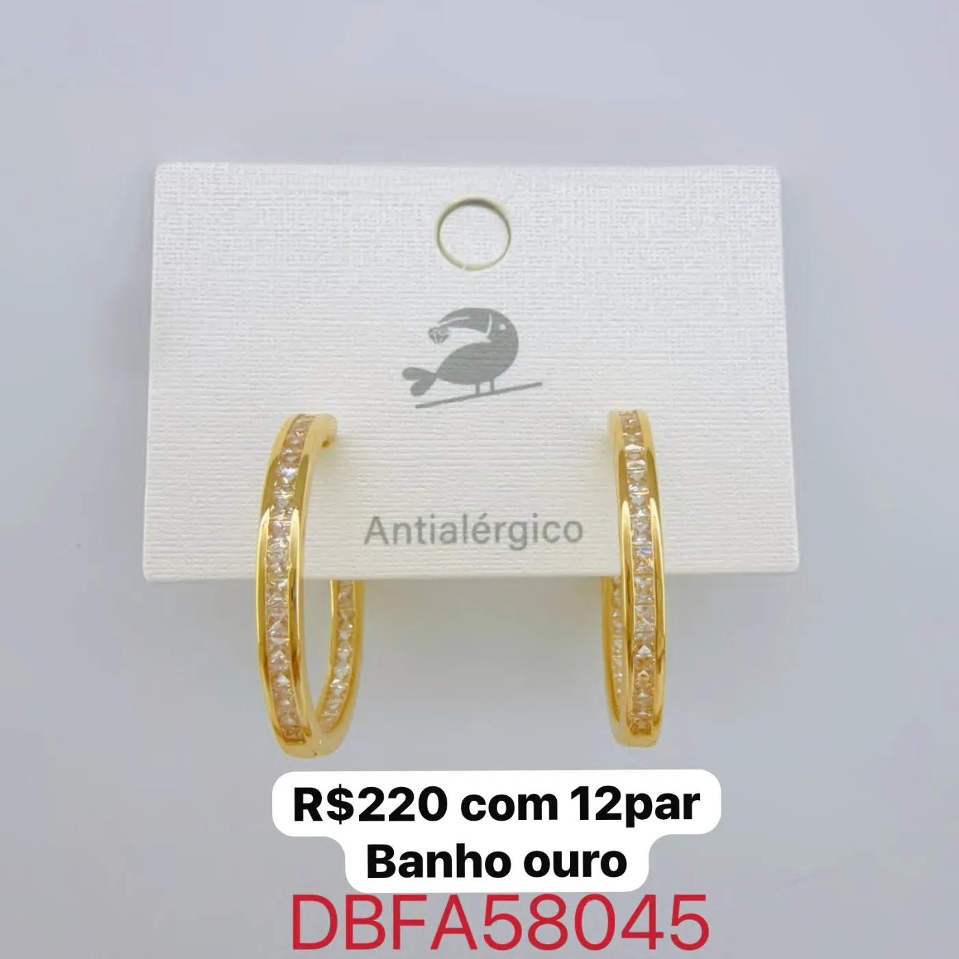 brincos argola com pedras