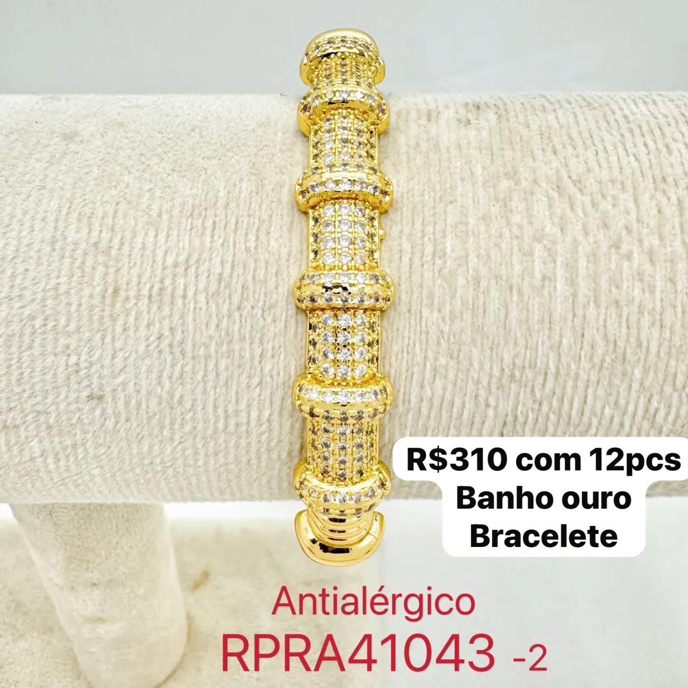 bracelete com banho ouro e pedras