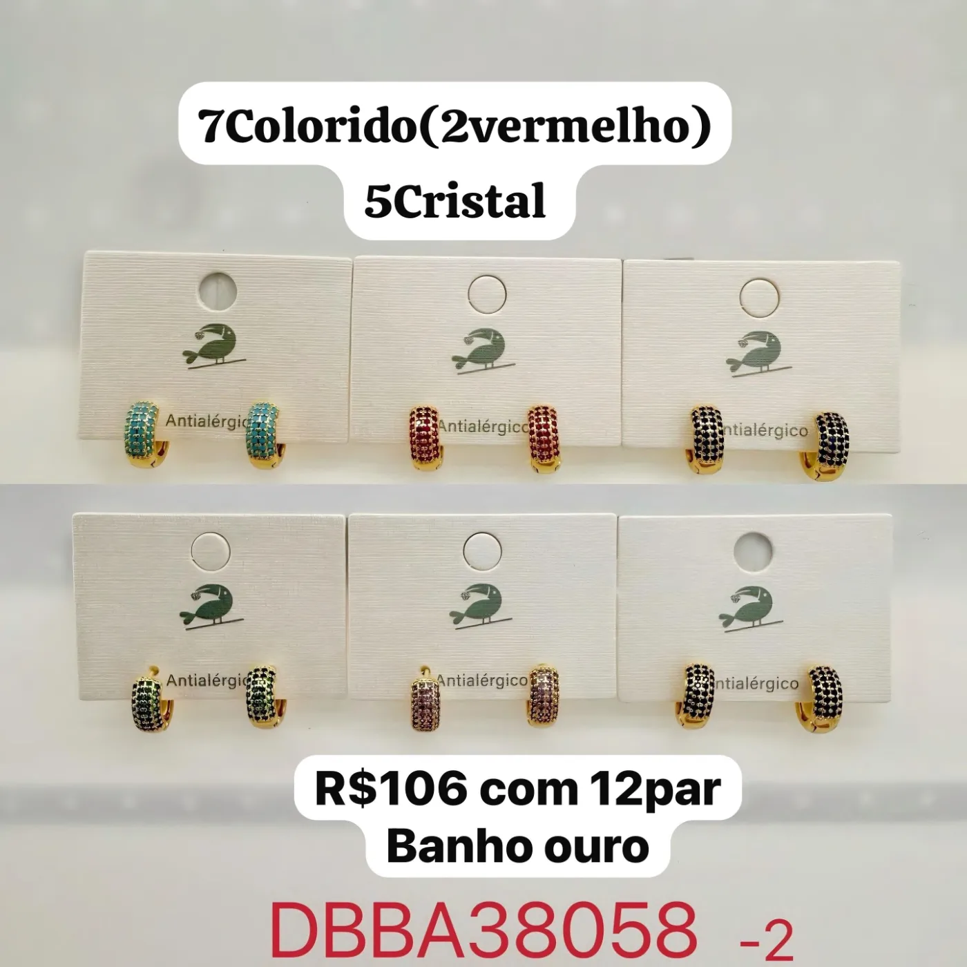 brincos argola com pedras coloridas