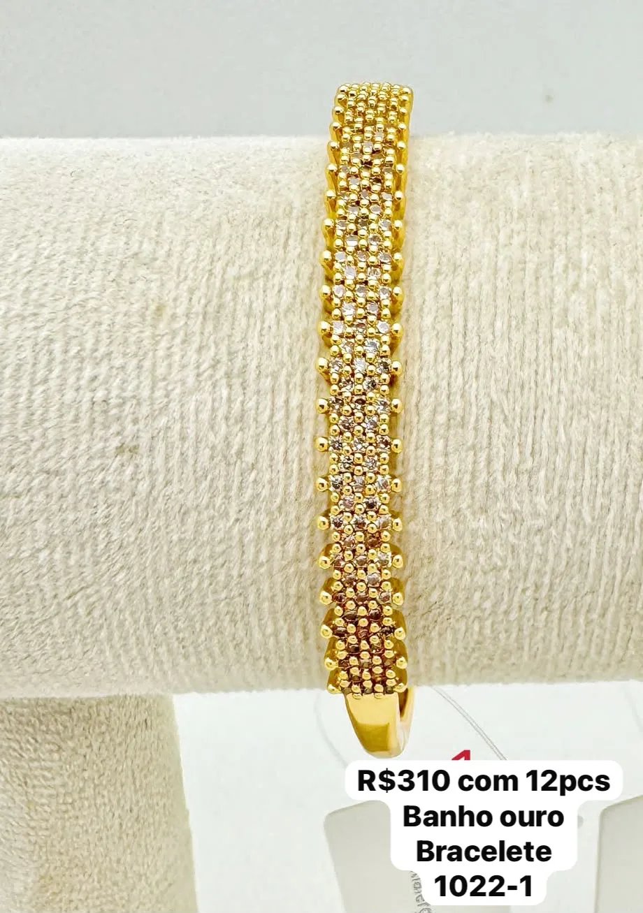 bracelete banho ouro com detalhes texturizados