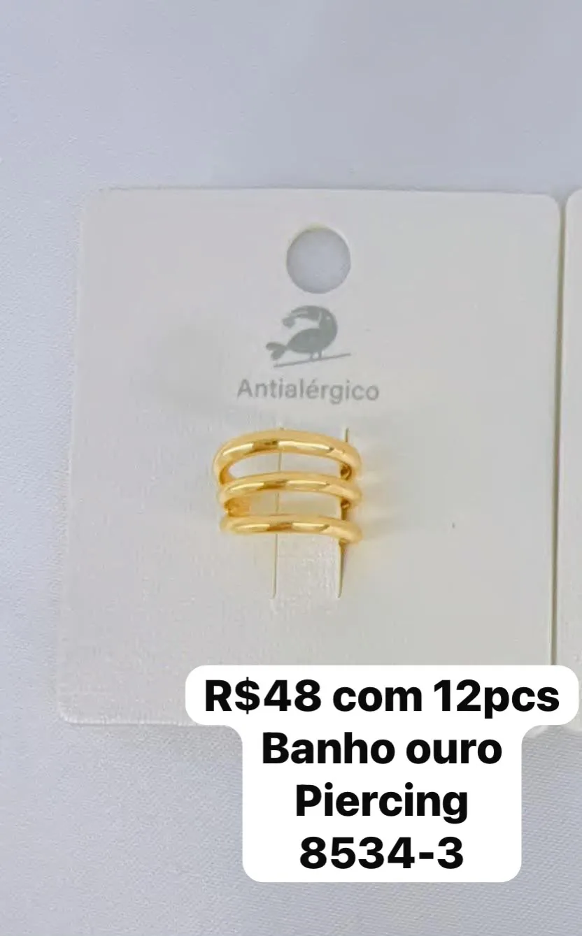 piercing triplo liso dourado
