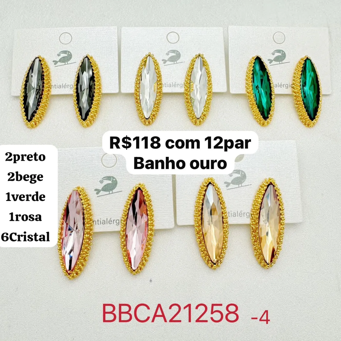 brincos navete com pedra facetada e banho ouro