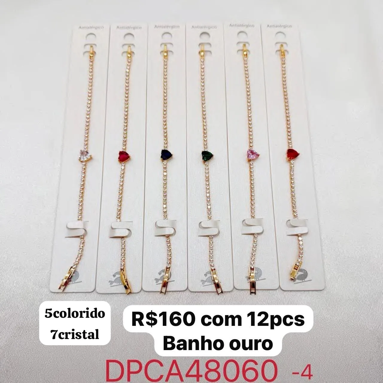 pulseira com pedra coração e banho ouro