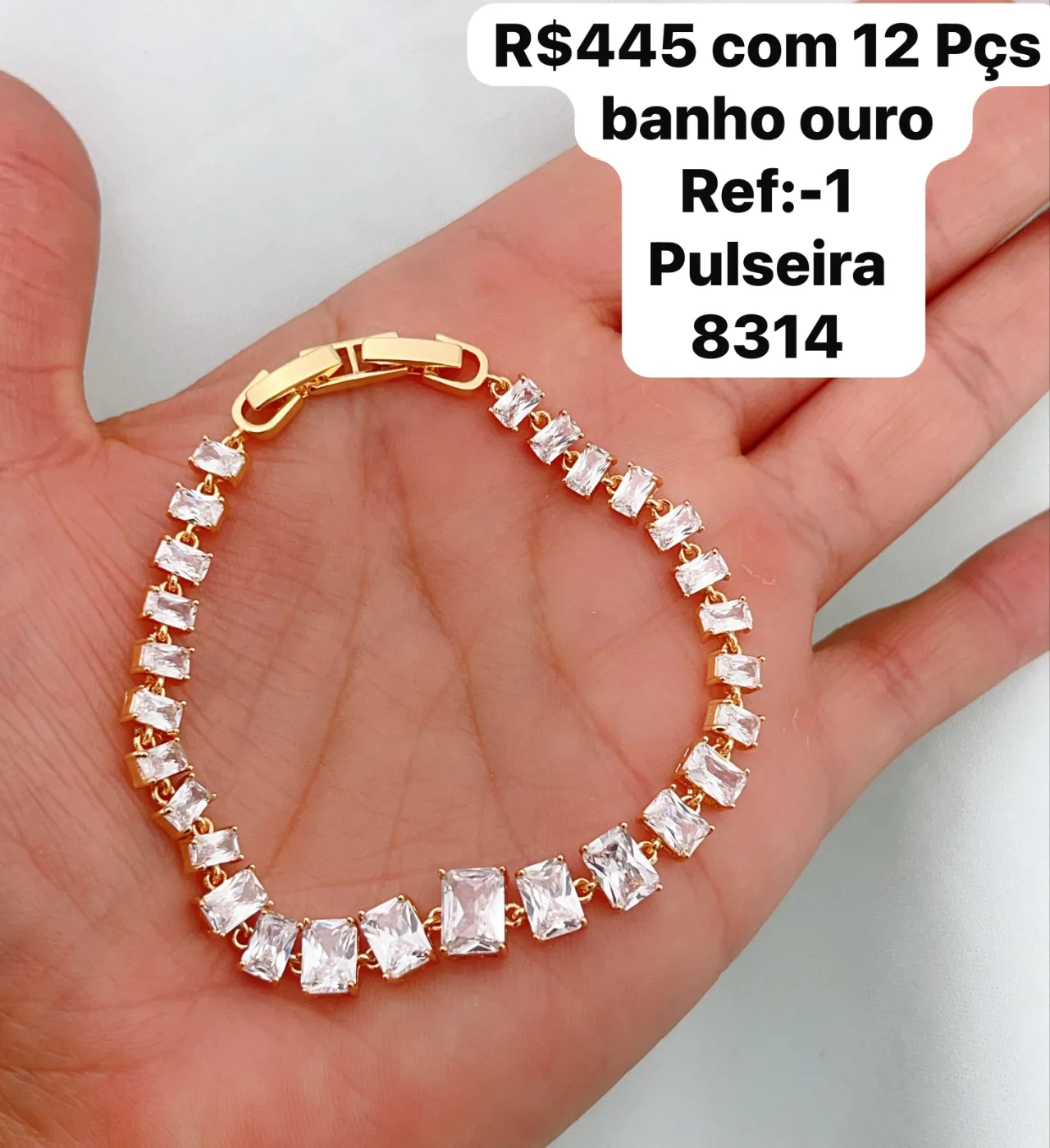 pulseira com pedras retangulares