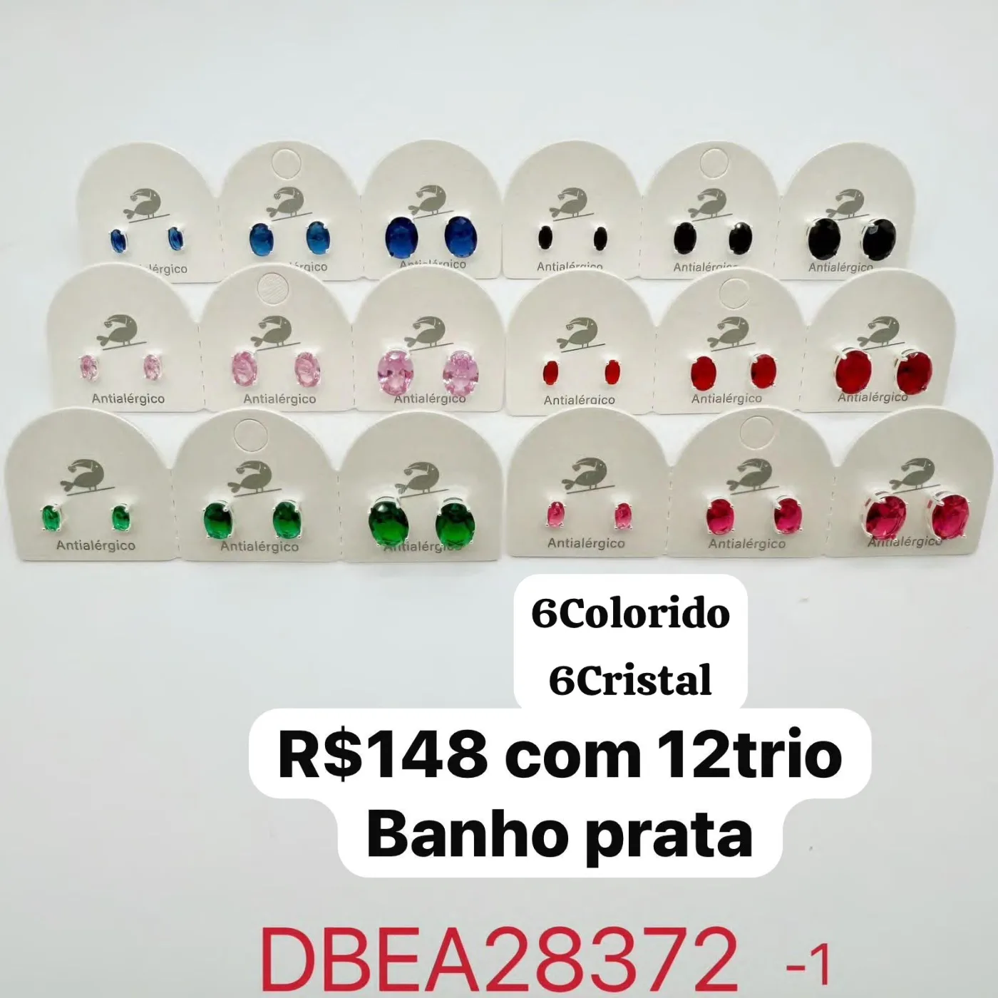 brincos pequenos com pedras coloridas ovaladas