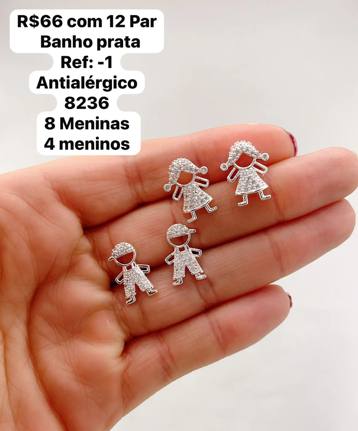 brincos menina e menino com pedras