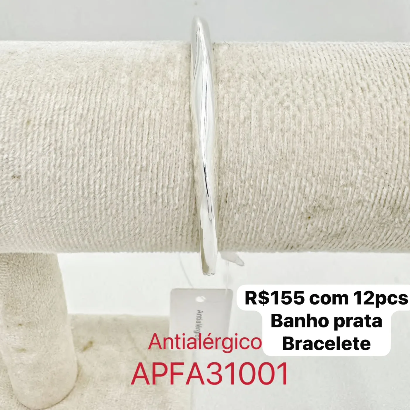 bracelete liso banho prata