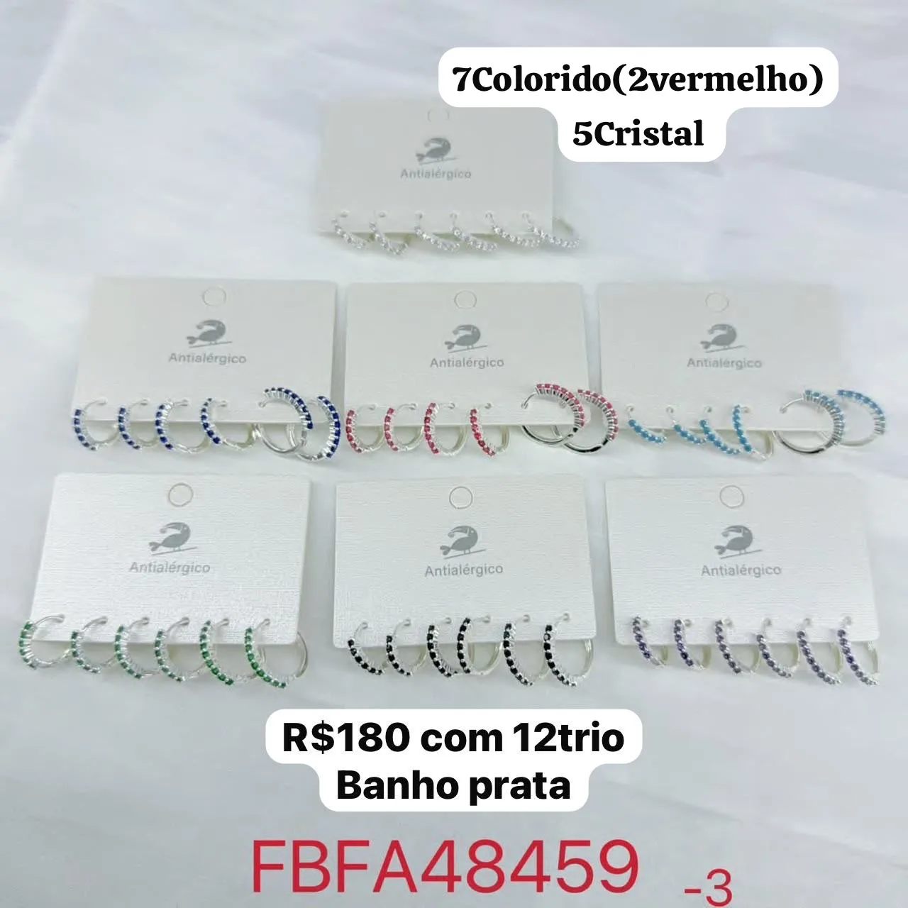brincos trio com pedras coloridas