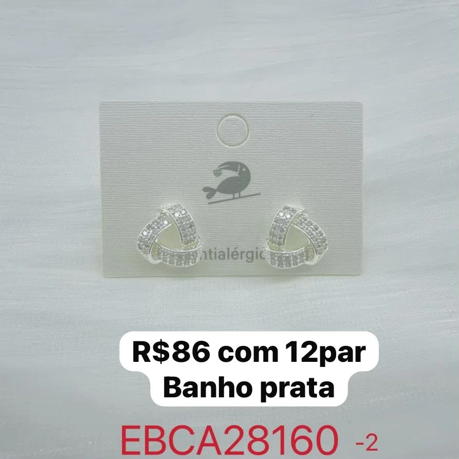 brinco pequeno entrelaçado com pedras