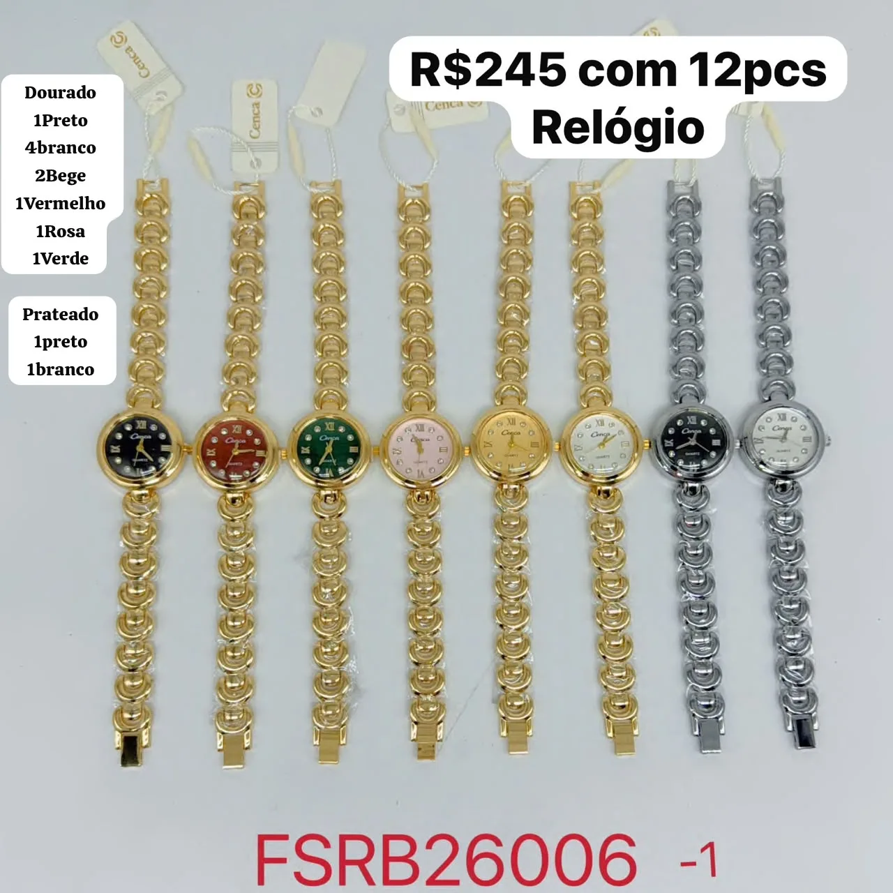 relógio feminino com pulseira de elos redondos