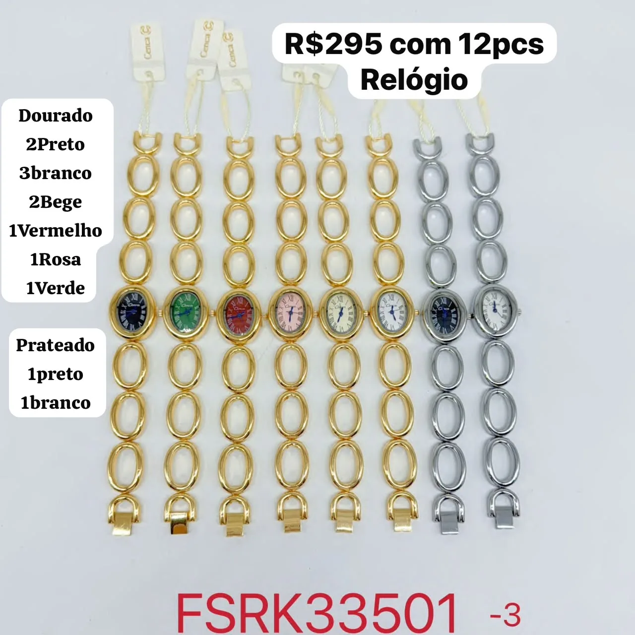 relógio feminino com pulseira elos ovais